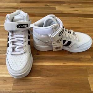 NWT - Adidas Postmove mid shoes, Womens size 6, white with black stripes